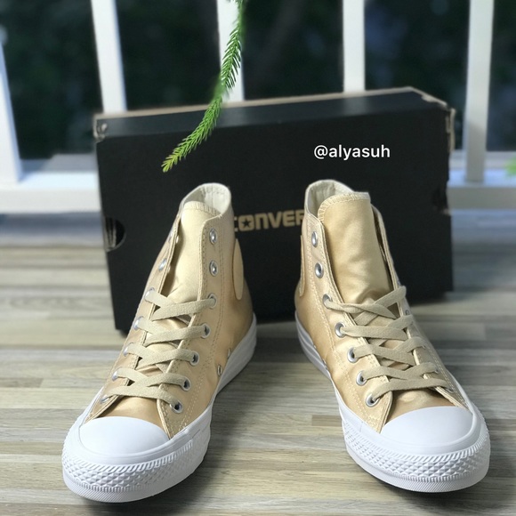 Converse Ctas HI Parchment Satin Gold W AUTHENTIC - Picture 3 of 8